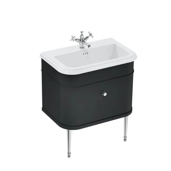 Vonios baldas Chalfont 75cm juoda spalva retro stilius ch0751scwch75mbchlegchr