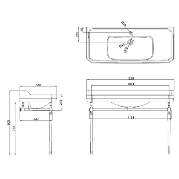 Praustuvas su auksinėmis kojomis Burlington 120cm