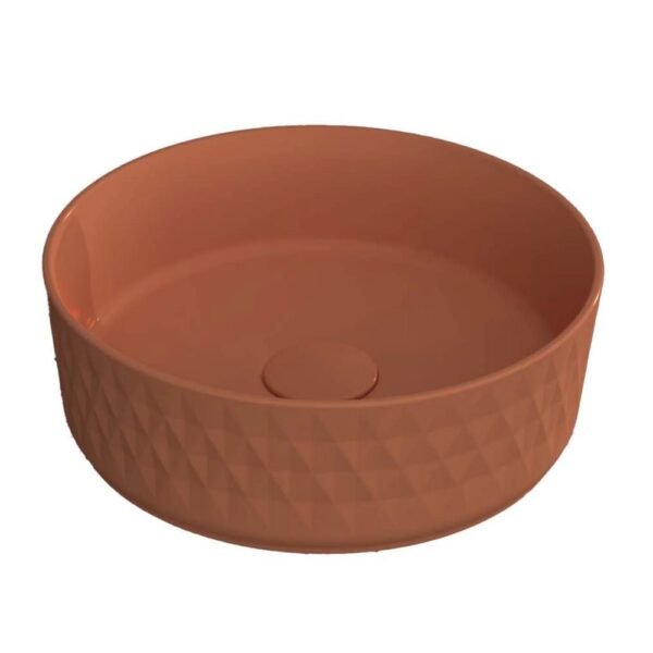 Terakota spalvos pastatomas praustuvas Rombo 36cm 10NF67036.2U deginto molio kriauklė