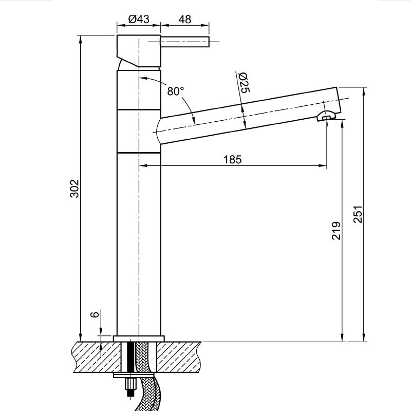 Inox virtuvinis maišytuvas plautuvei MI016 inox tech