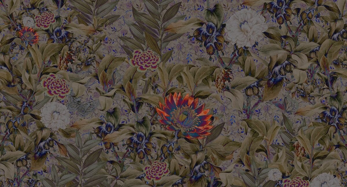 Augalinio motyvo fototapetai MU15095 sodrių spalvų violetinė