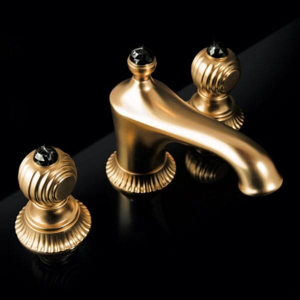 3 dalių retro maišytuvas praustuvui The One Cloe juodu Swarovski bronzos žalvario spalva