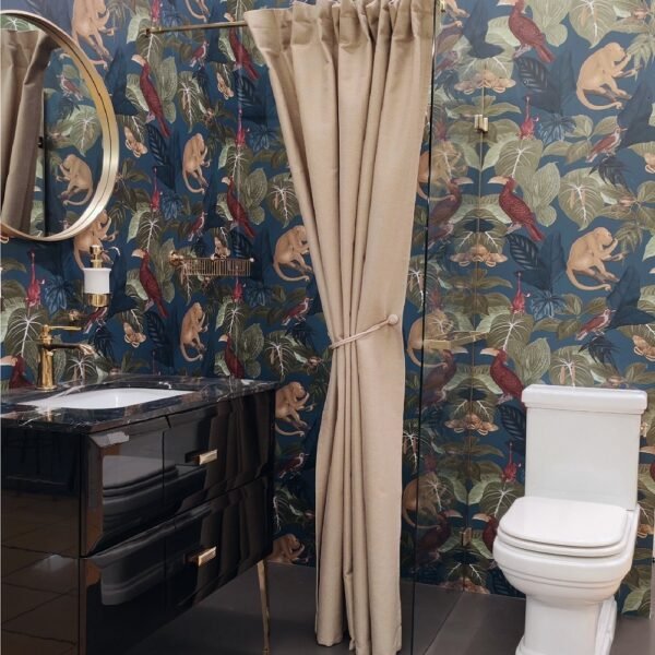 Medžiaginė dušo užuolaida vonios ruda rusva spalva