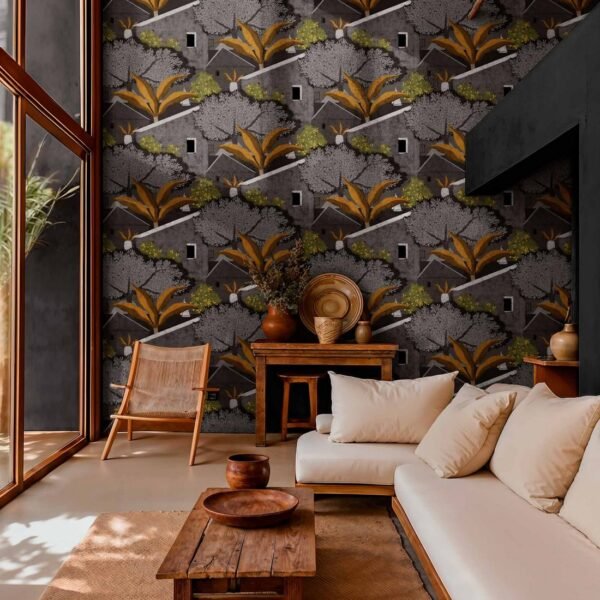 Tapetai Coordonne Sarape C00009 svetainės tapetas antracitas