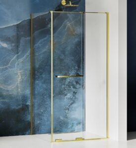 Stačiakampė dušo kabina blizgus auksas New Trendy Smart