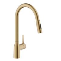 Virtuvės vandens maišytuvas ištraukiamu dušeliu Nobili Mania brushed gold pvd spalva cu128137