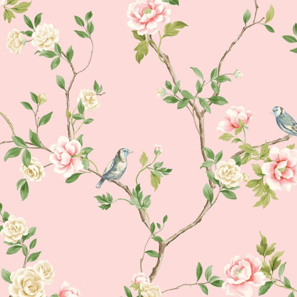 Rožinės spalvos tapetas Chinoiserie CH31617