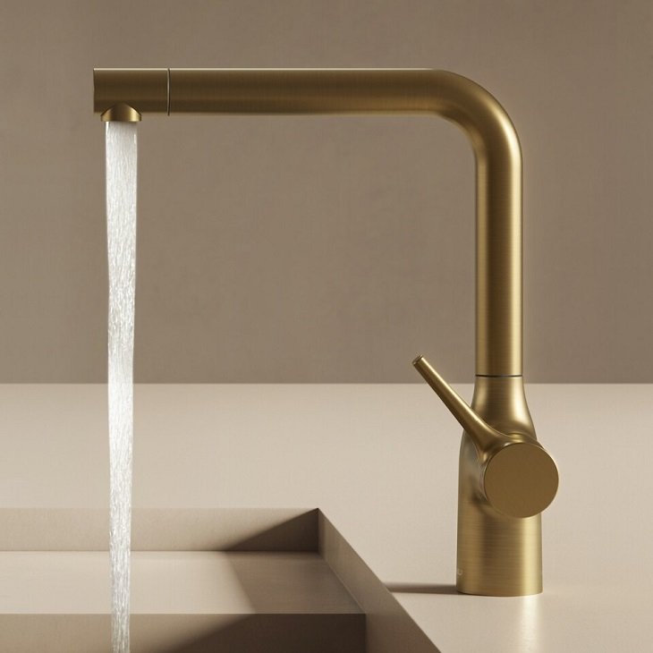 Nobili virtuvės vandens maišytuvas Mania matinis PVD auksas