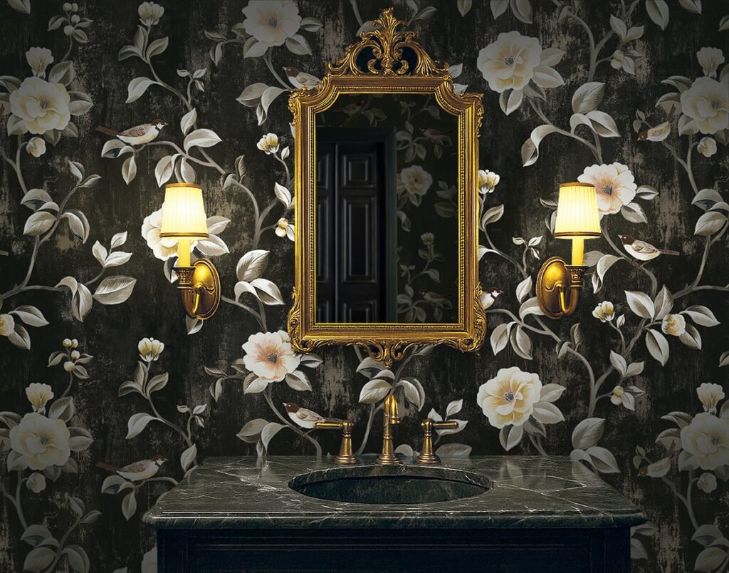 Prabangus juodas metalic efekto tapetas interjerui