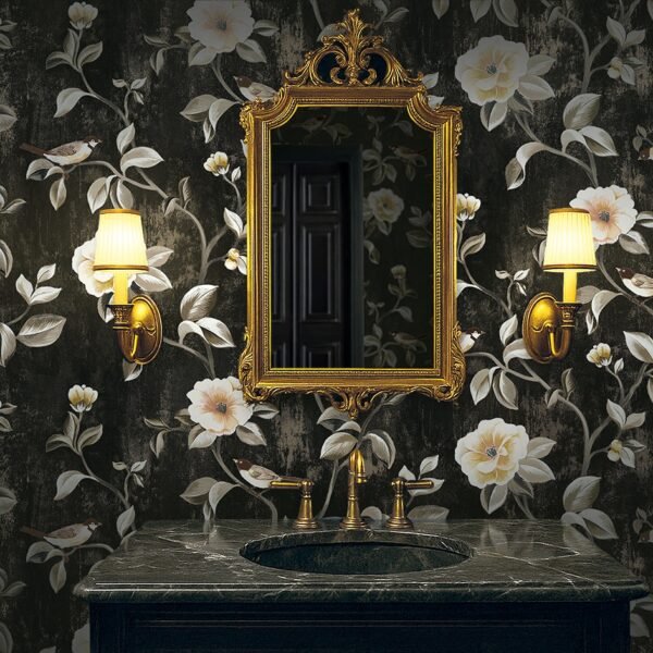 Prabangus juodas metalic efekto tapetas interjerui