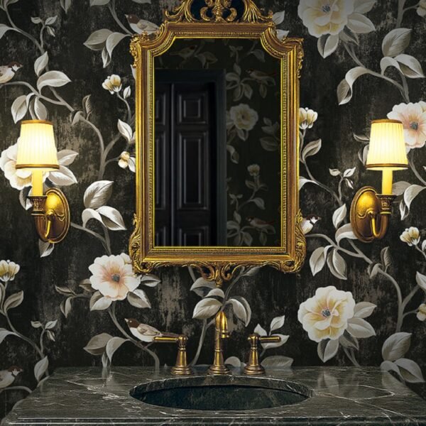 Prabangus metalic tapetas juodas