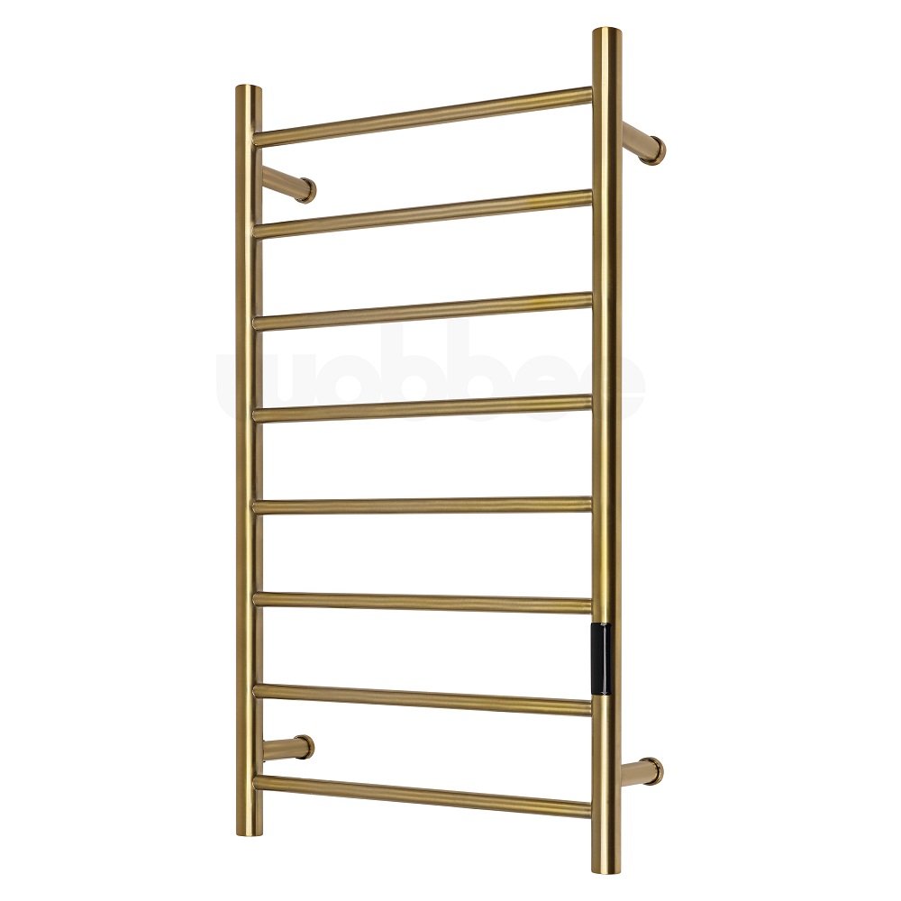 wobbee elektrinis rankšluoščių džiovintuvas lymm 90x50 brushed gold pvd Wobbee Lymm braižyto aukso elektrinis džiovintuvas brushed gold PVD