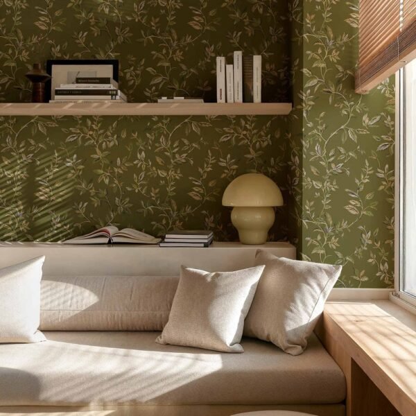 Augalinio motyvo tapetai svetainėje (2)