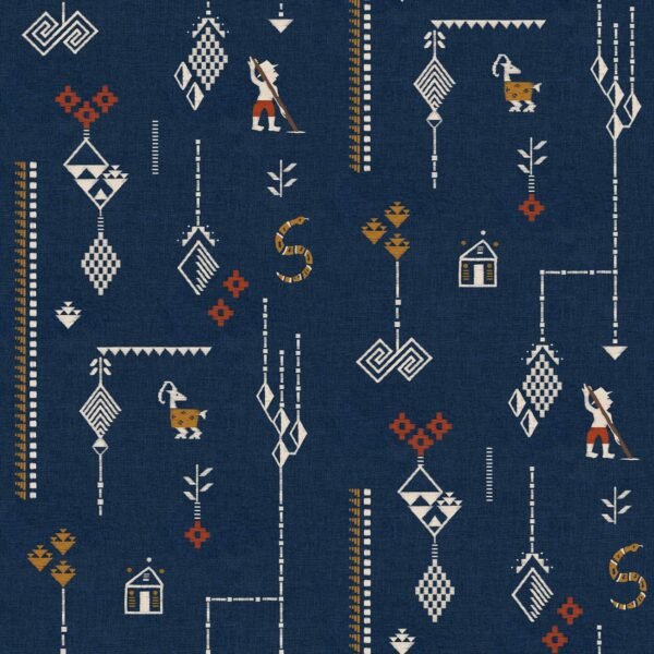 Tapetas bambuko tekstūra Coordonne Sarape C00022 mėlynas