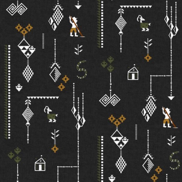 Tapetas Coordonne Sarape C00023 bambuko tekstūra juodas tamsus