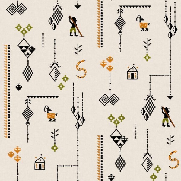 Meksikos motyvų tapetas Coordonne Sarape C00025 bambukinis