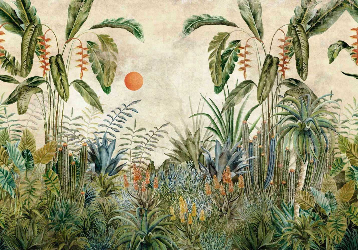 C00050 Fototapetas coordonne džiunglės palmės miškas Augalinio rašto fototapetas Coordonne Sarape C00050 džiunglės tropikai