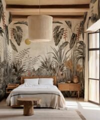 C00052 Miegamojo tapeto įdėja su augaliniu fototapetu Coordonne