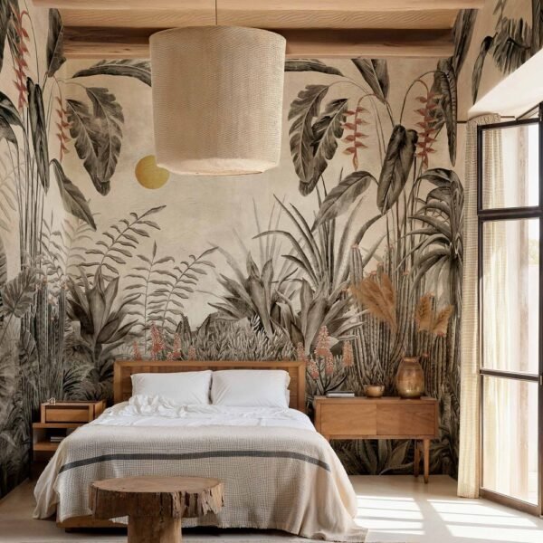 C00052 Miegamojo tapeto įdėja su augaliniu fototapetu Coordonne