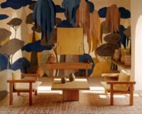 C00056 Coordonne tapetai miškas mėlyna spalva