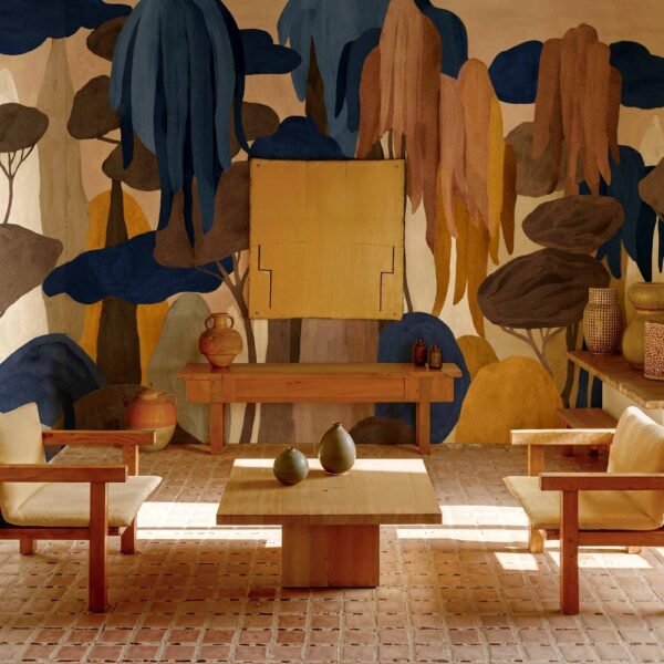 C00056 Coordonne tapetai miškas mėlyna spalva