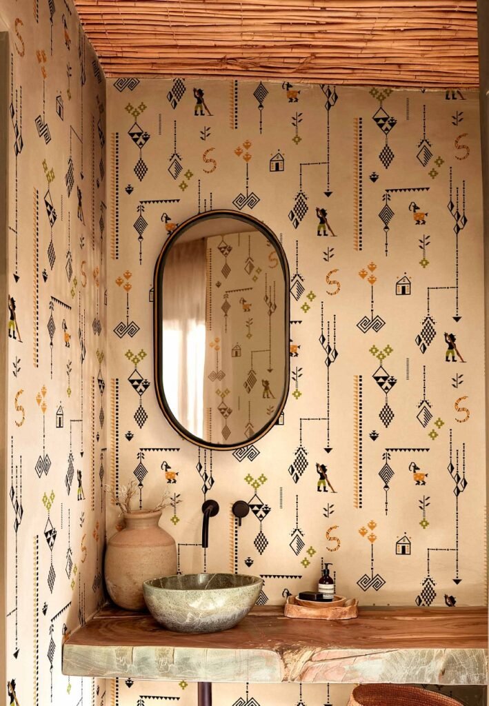 tapetai vonios kambaryje Coordonne Sarape meksikos tema