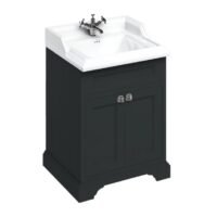 Klasikinis vonios baldas matinis juodas Burlington 65cm retro spintelė vonioje