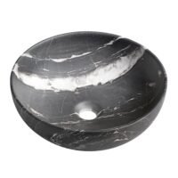 Juodo marmuro imitacijos apvalus praustuvas Rondade 41cm ar435cm