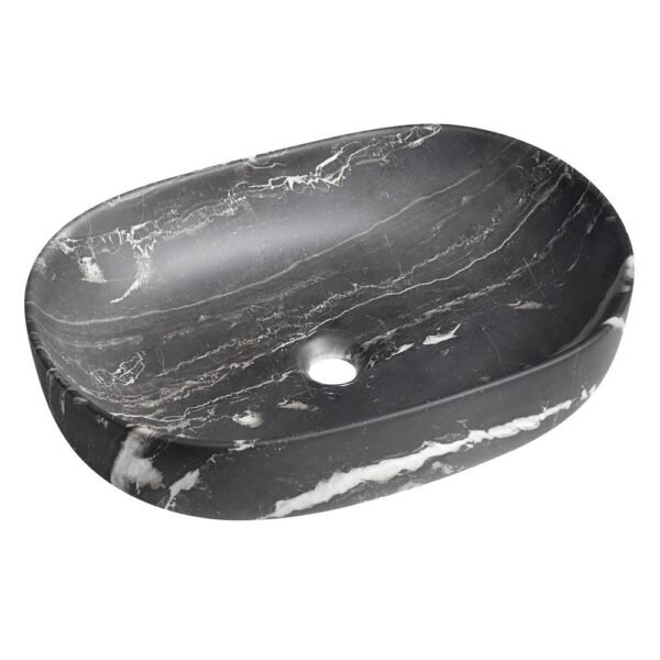 Juodo marmuro imitacijos praustuvas Caleo 60cm ca590cm