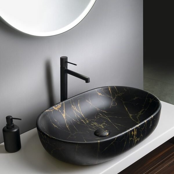 ca590pt juodo marmuro imitacijos praustuvas Caleo Sapho (2)