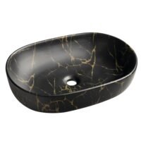 Juodo marmuro imitacijos praustuvas CA590PT 60cm