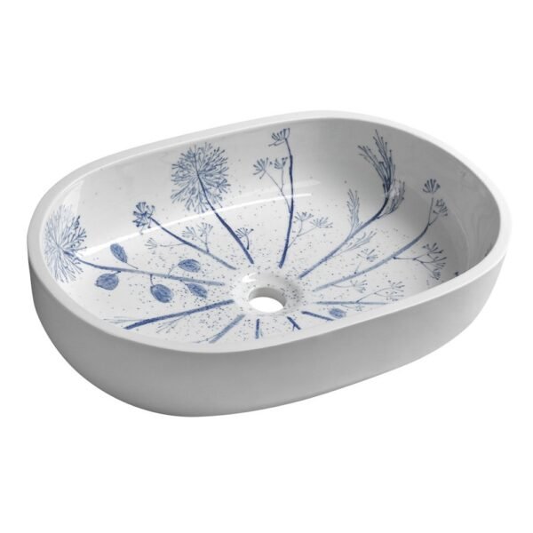 Mėlynu raštu dekoruotas praustuvas Priori 60cm pi029