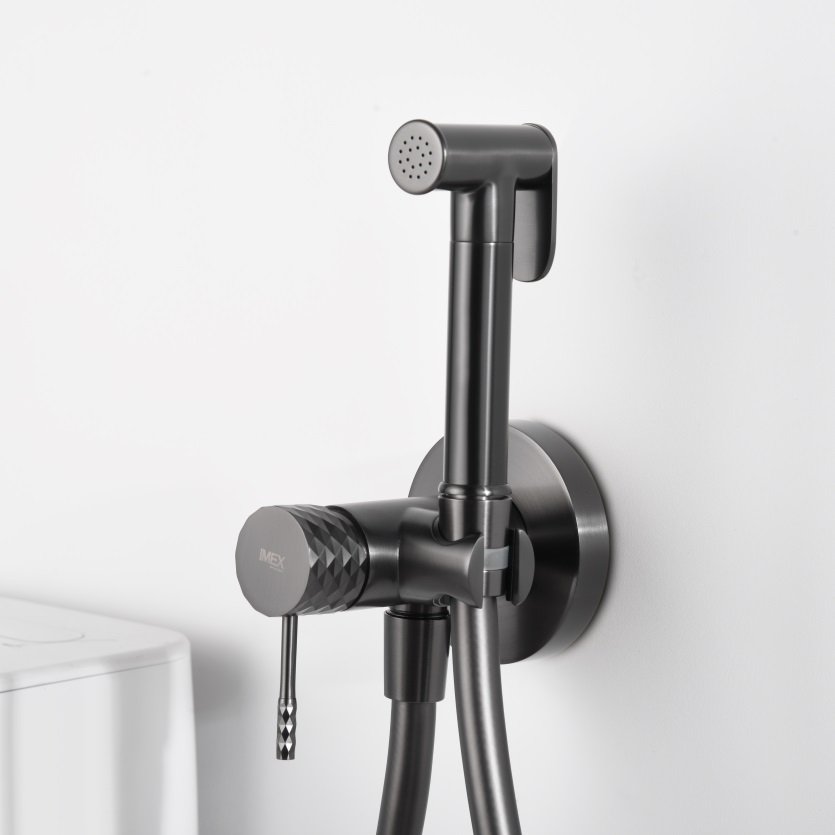 Imex Genova gunmetal PVD potinkinė bide komplektas RDG053-BGM Imex Genova braižyto gunmetal bidete RDG053/BGM PVD gunmetal