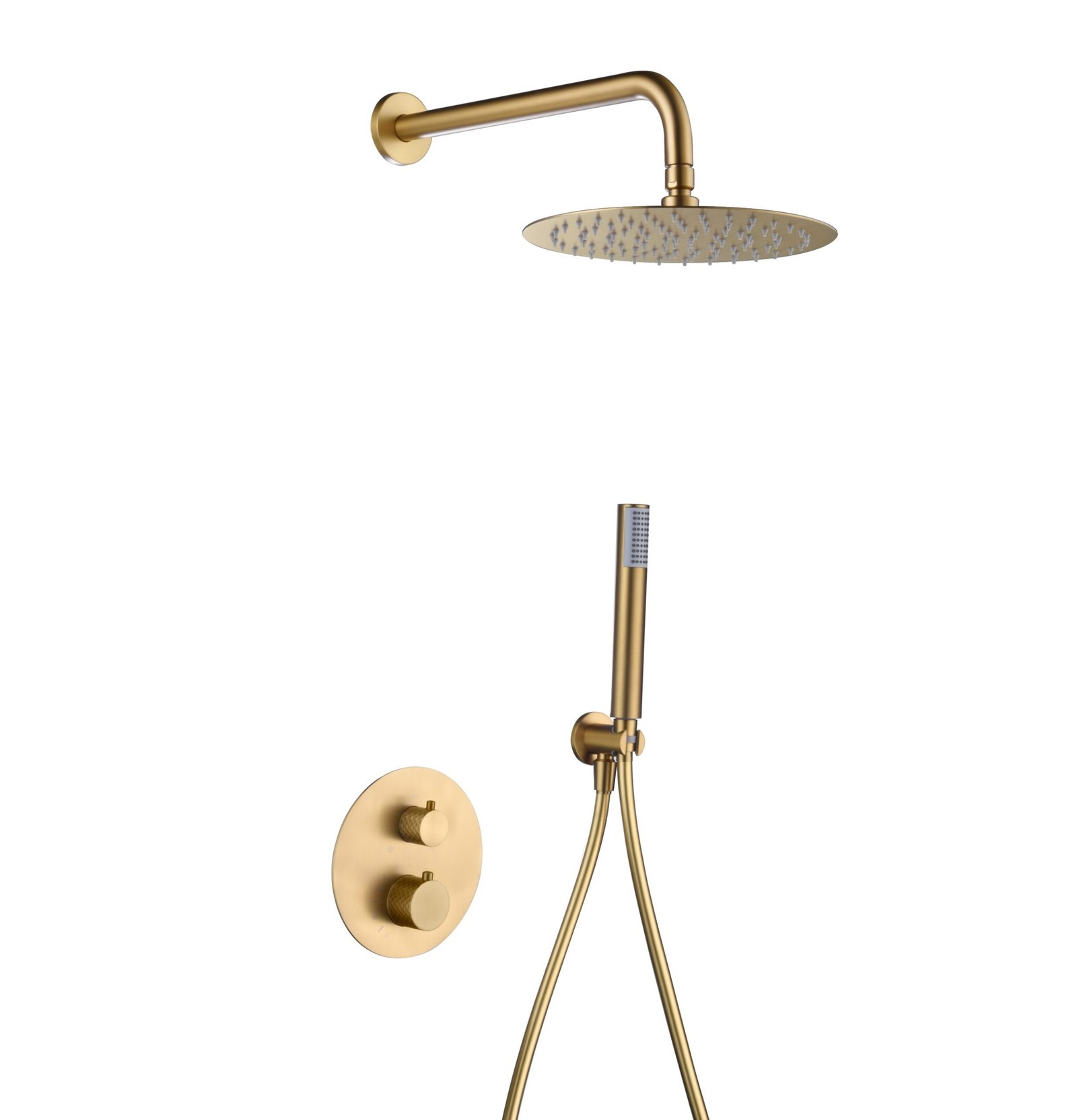 Imex Genova potinkinė dušo sistema su termostatu auksas PVD GTG053-OC Imex Genova termostatinis potinkinis dušas GTG053 PVD brushed auksas