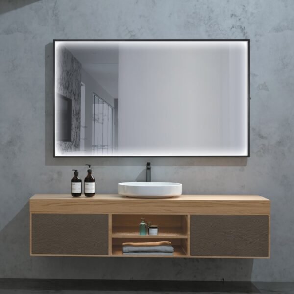 LED vonios veidrodis 80x80cm juodu rėmu Ability Ledimex 80x80cm