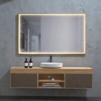 LED vonios veidrodis 80x80cm braižyto aukso rėmu Ability Ledimex