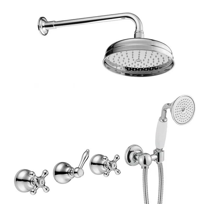 Retro stiliaus dušo sistema su suktukais kryžiukais Marea Potinkinė lietaus dušo sistema retro Marea PB