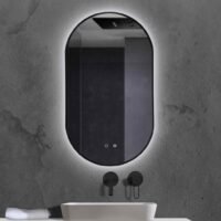 Veidrodis voniai su LED juodas rėmas Tokyo Ledimex 50x90cm