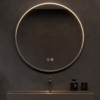 Vonios veidrodis su LED pašvietimu Ledimex Nepal juiodas rėmas 60cm 70cm 80cm 100cm