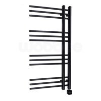 Juodas matinis elektrinis džiovintuvas Glaston Wobbee 100x50cm su paslėptu laidu
