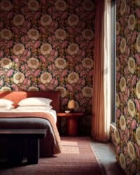 Ryškių spalvų retro tapetai miegamajame Coordone Ispanija D00103